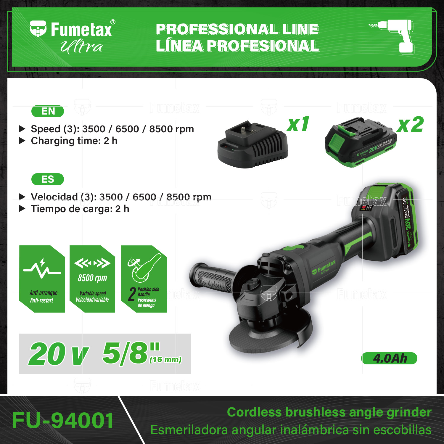 127V Cordless Brushless Angle Grinder